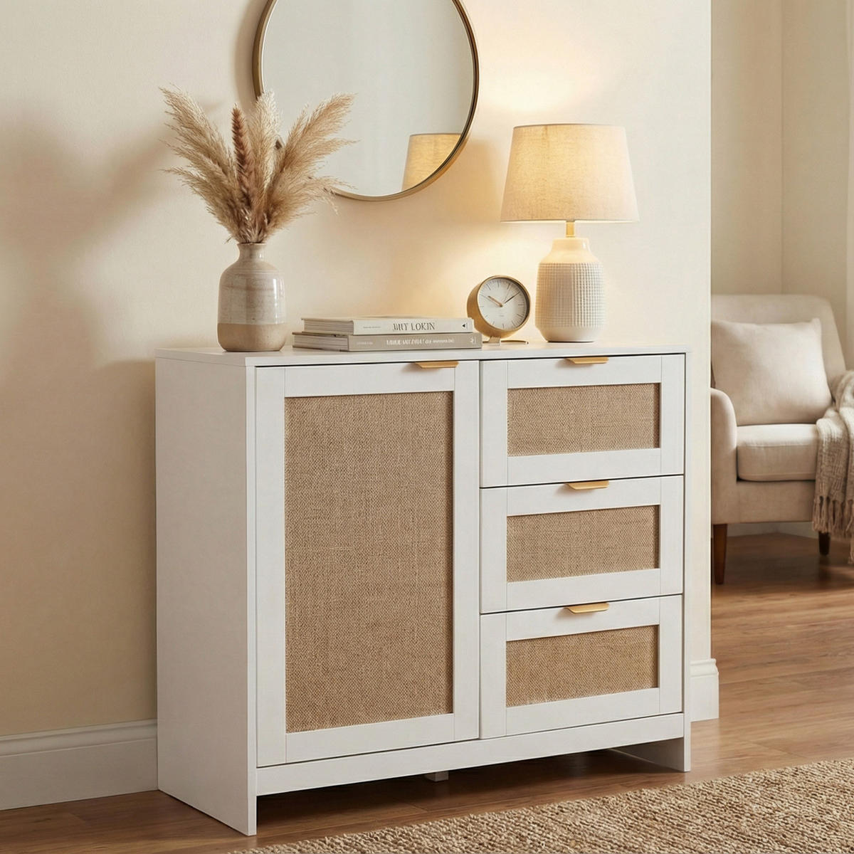 KOMODA Bílá - bílá, dřevo (80/80/40cm) - MCW