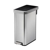 MÜLLEIMER 45 Liter 65x28x49,5 cm Kunststoff Inneneimer Silbe Deckel Schwarz - Silberfarben, Metall (28/65/49.5cm) - PROREGAL
