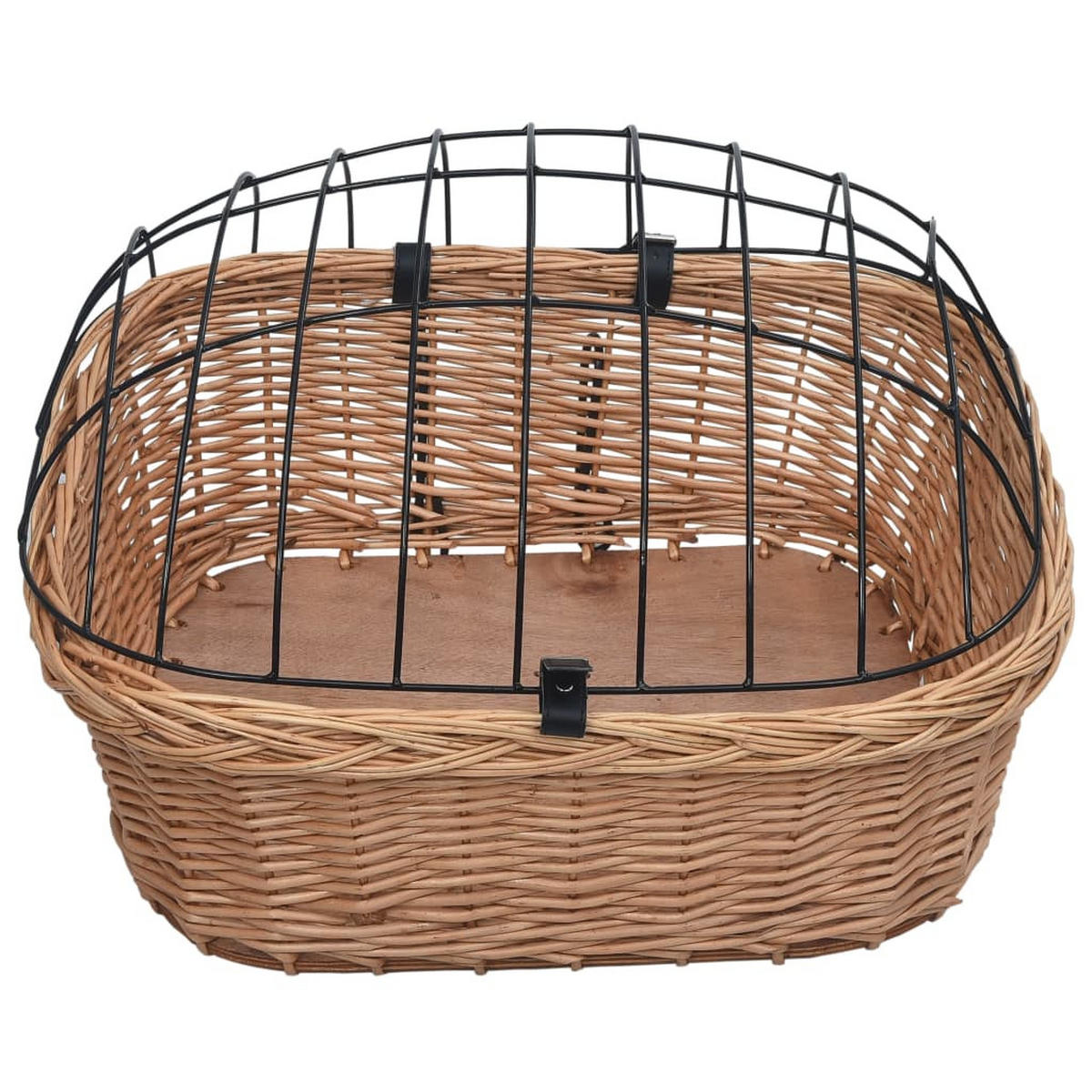 FAHRRADKORB Vorne Mit Deckel 50/45/35 Cm Natur Weide - Braun, Naturmaterialien (45/35/50cm) - vidaXL