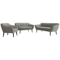 SEDACIA ZOSTAVA 3+2+1 PIRS - Sivá Štruktúrovaná látka - Čierne nohy - čierna/sivá, kompozitné drevo/textil (180/75/74cm) - MKS