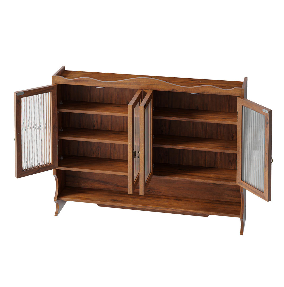 KÜCHENOBERSCHRANK 100/20/80 cm mit 4 Türen, offenen Haken und herausnehmbaren Einlegeböden, Braun - Braun, Holz (100/80/20cm) - Redom