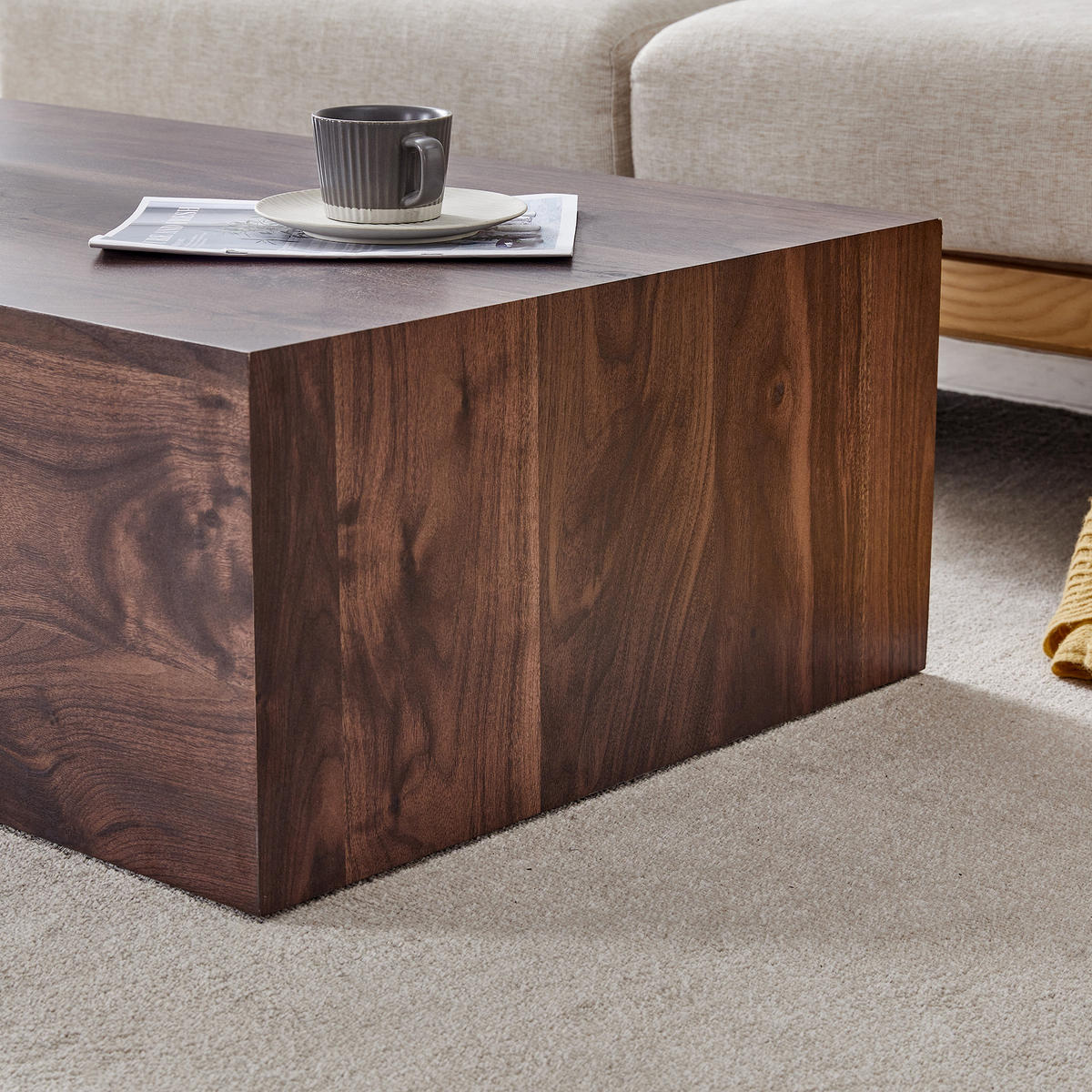 COUCHTISCH DE-009 Luxury Nussbaum - Walnussfarben, Holzwerkstoff (50/90/30cm) - ComfortXL