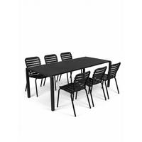 GARTENSET Vondel 6 Personen Esstisch/ 6 Stühle Schwarz - Schwarz, Metall - Zuiver
