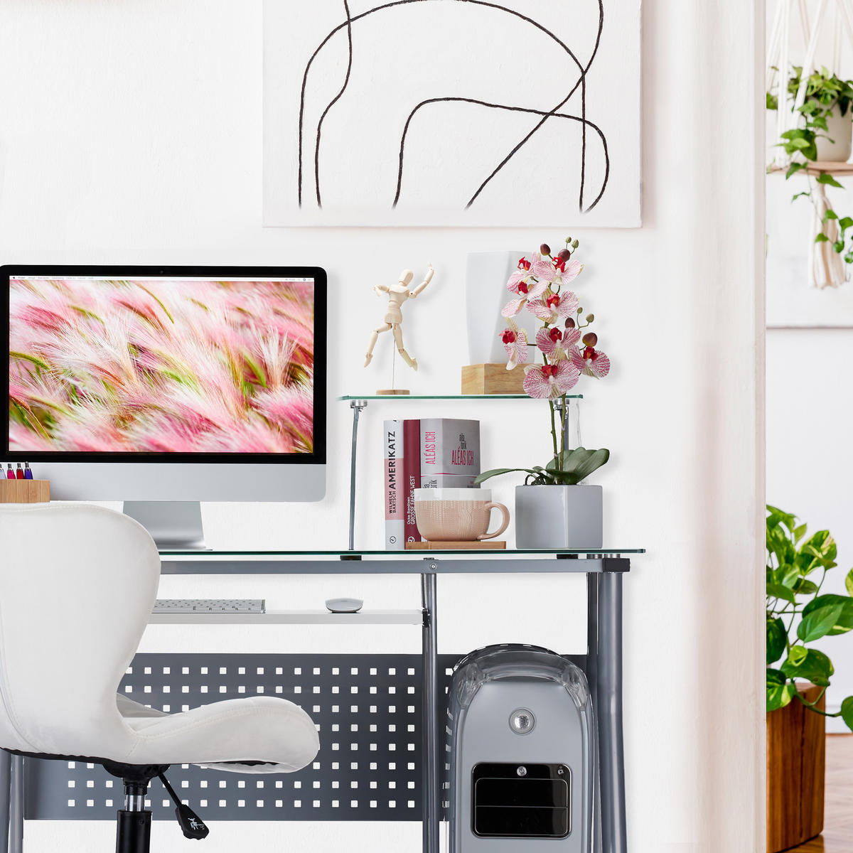 POČÍTAČOVÝ stôl - viacfarebná, kov/kompozitné drevo (55/105/98cm) - Relaxdays