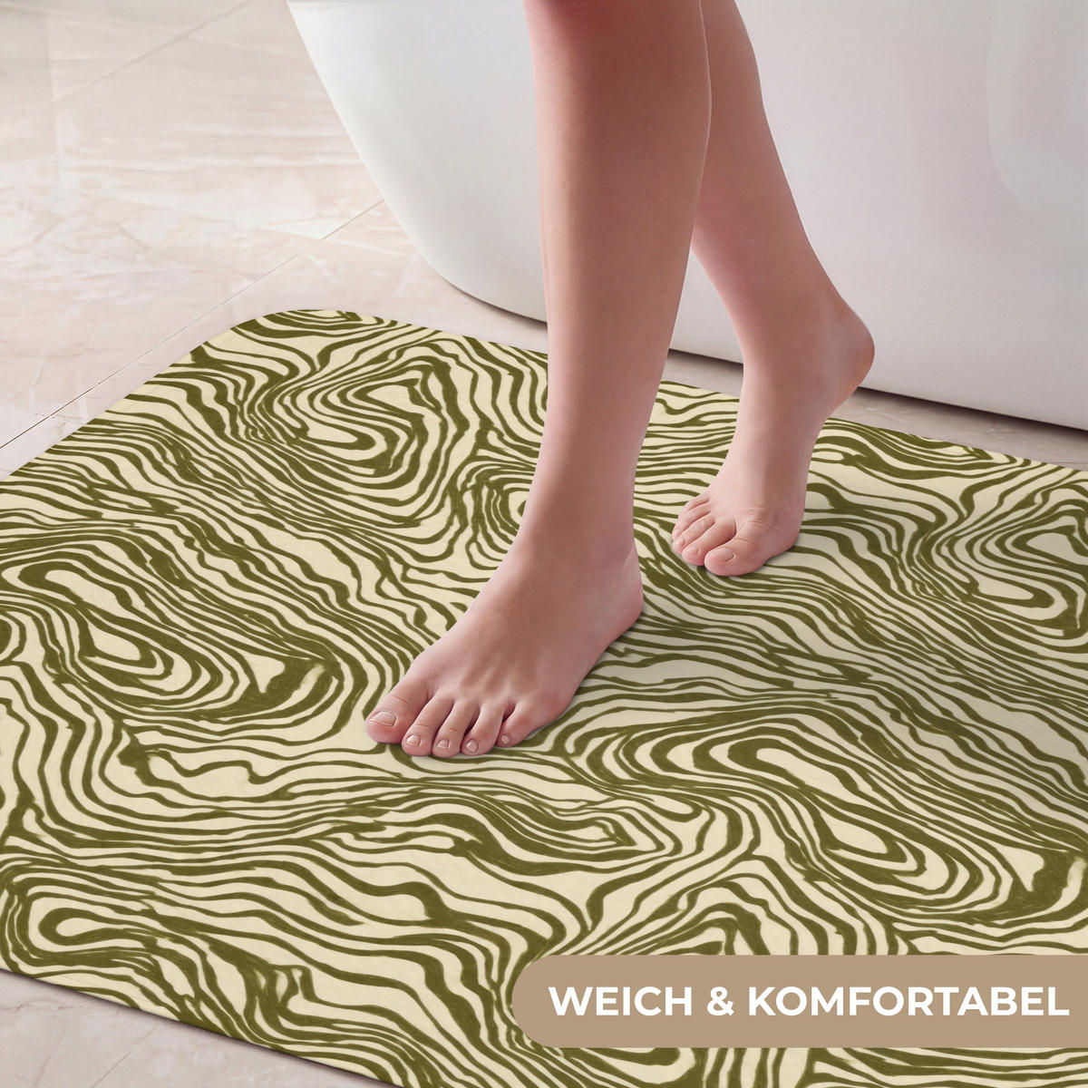 KOUPELNOVÁ PŘEDLOŽKA Abstraktní - Mramor - Zelený 60x90 cm - tmavě zelená, textil/plast (60/90cm)