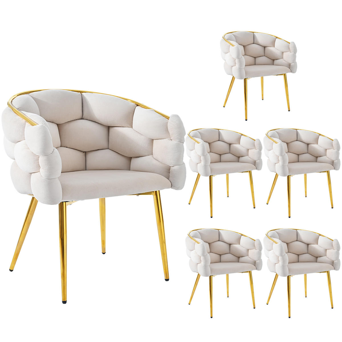 ESSTISCHSET 7-Teilig 140x80 Cm Mit 6 Stühlen, Marmor, Gold - Multicolor, Metall (140/75/80cm) - FLIEKS