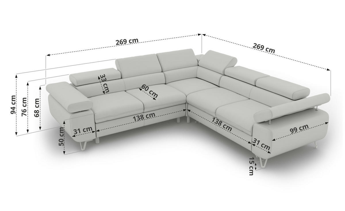 ECKSOFA QUADRO L - Anthrazit Velvet - Links Seite - Anthrazit/Schwarz, Textil/Metall (269/269cm) - MKS