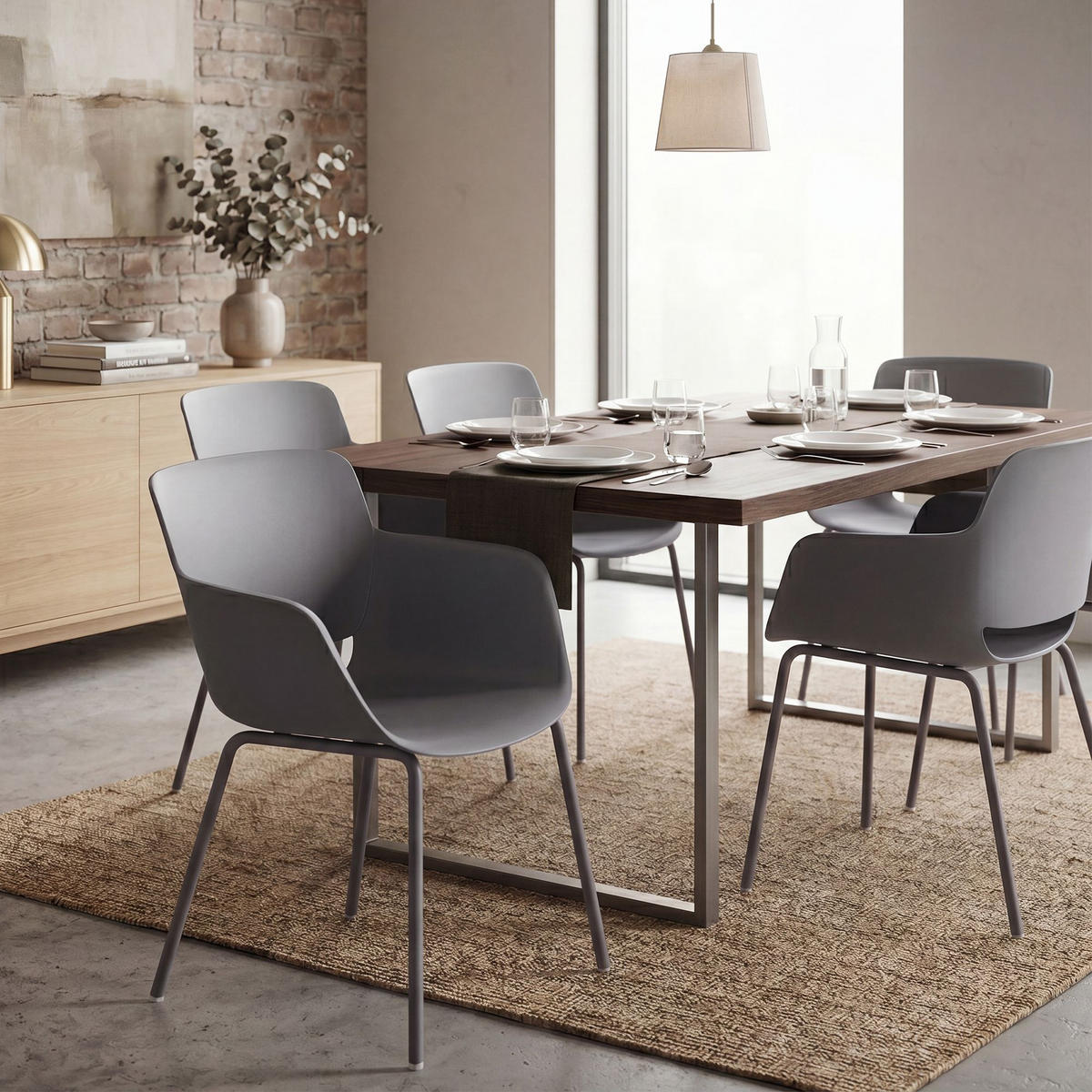 STUHL 2 Kunststoff Dunkelgrau - Dunkelgrau, Kunststoff/Metall (58/80/54cm) - CLP