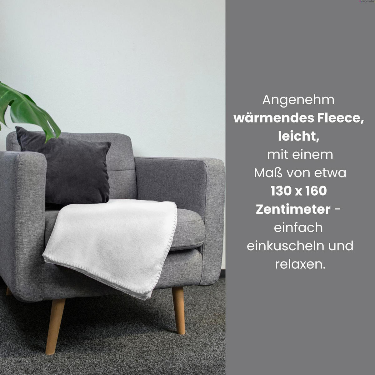 FLEECEDECKE 10er Set weiß 130/160 cm Kettelrand Anti-Pilling - Weiß, Textil (130/160cm) - wometo