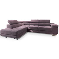 ECKSOFA SELVA L-S Lila Velours-Stoff mit Schlaffunktion - Lila, Holz (275/202cm) - MASSENO