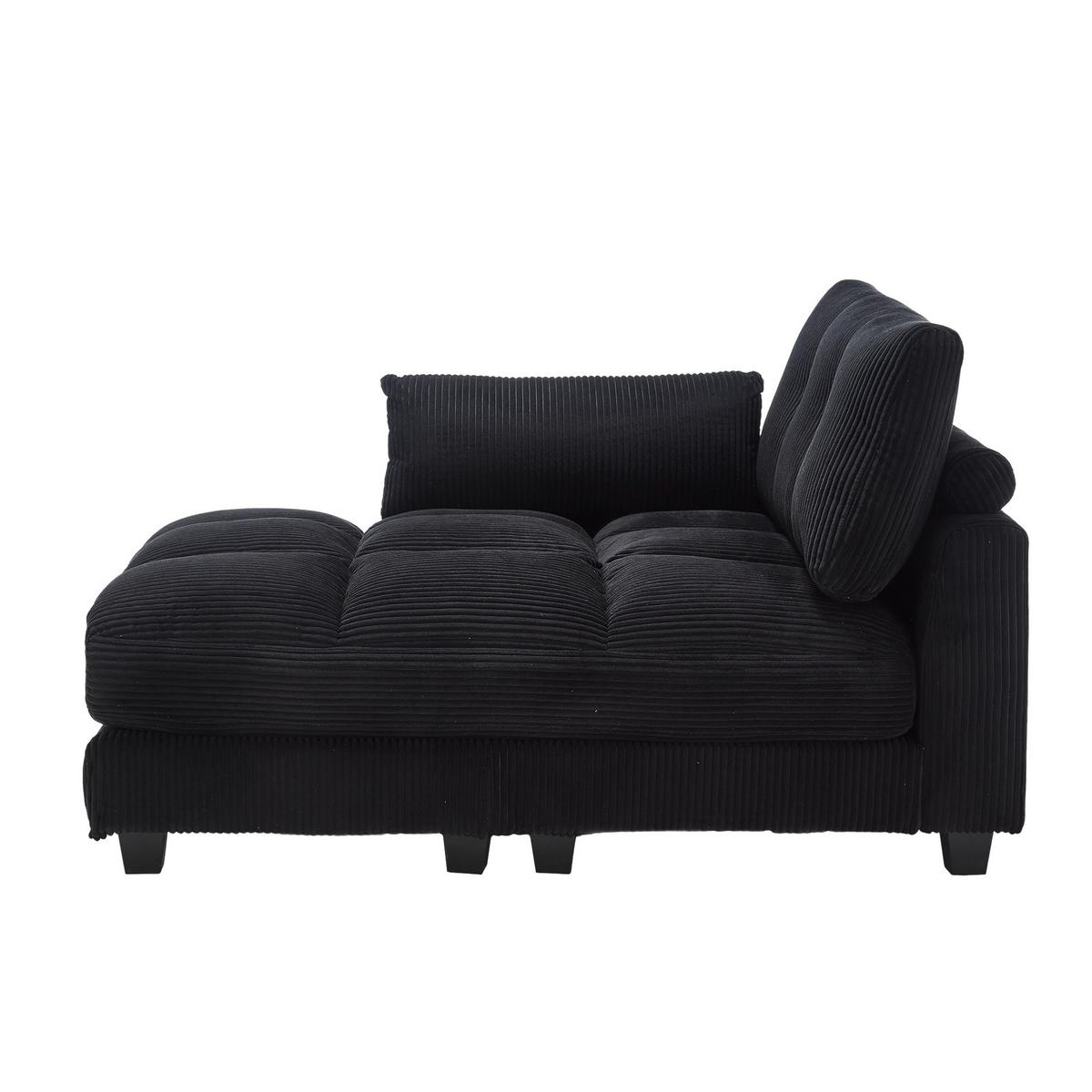 CHAISELONGUE Polsterliege,Ottomane,Sofa,Cordstoff,Schwarz - Schwarz, Textil (112/81/140cm) - LVHOM