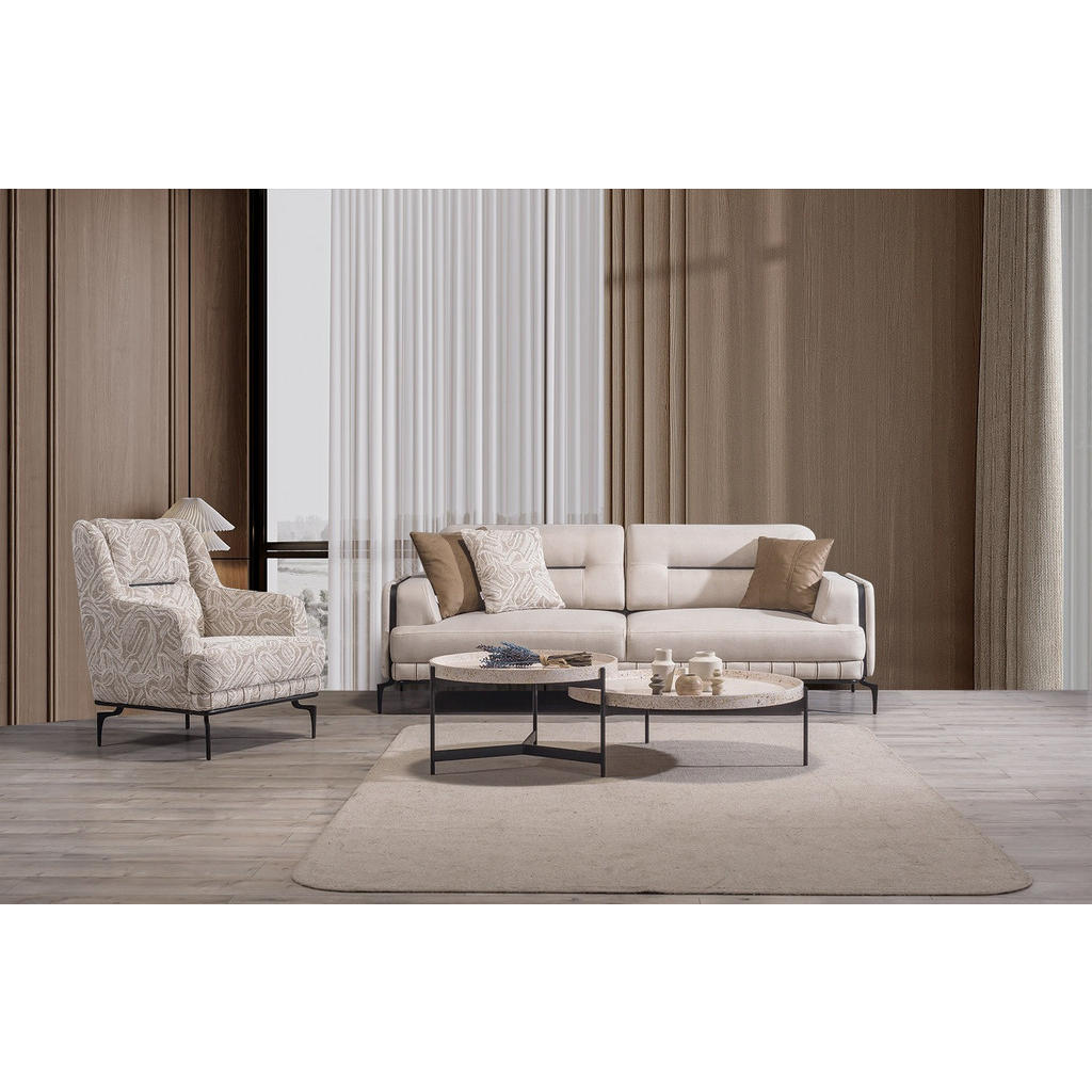 Thumbnail - Villa Möbel Sitzgarnitur, Creme, Holz, 4-Sitzer, 227x82x97 cm, Wohnzimmer, Sofas & Couches, Sitzgarnituren