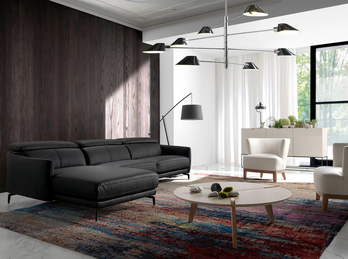 ECKSOFA Schwarz 283/174/94 cm - Schwarz, Leder (283/174cm) - ANGEL CERDA