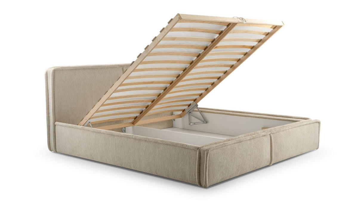 POLSTERBETT - Bett 04 - 160x200 - Beige (Poso 02) - Beige, Holz/Textil (160/200cm) - Möblo