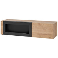 TV-LOWBOARD Ribbeck Eiche, schwarz 160 cm, TV Unterschrank mit Ethanol Kamin - Eichefarben/Schwarz, Holzwerkstoff/Kunststoff (160/45/42cm) - Inn.Furn