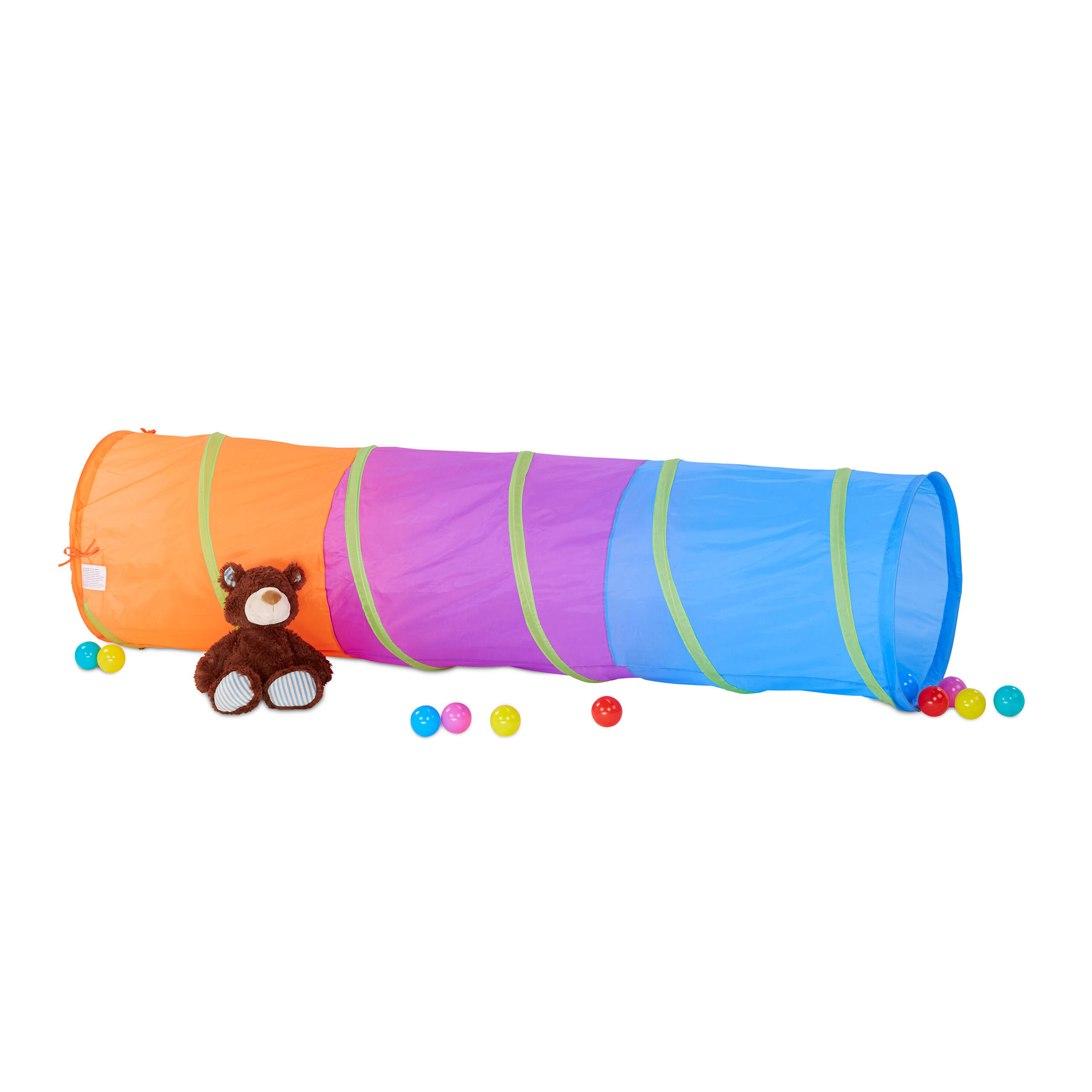 SPIELTUNNEL Bunt Pop-Up Polyester 170 cm - Multicolor, Textil/Metall (45/45/170cm) - Relaxdays