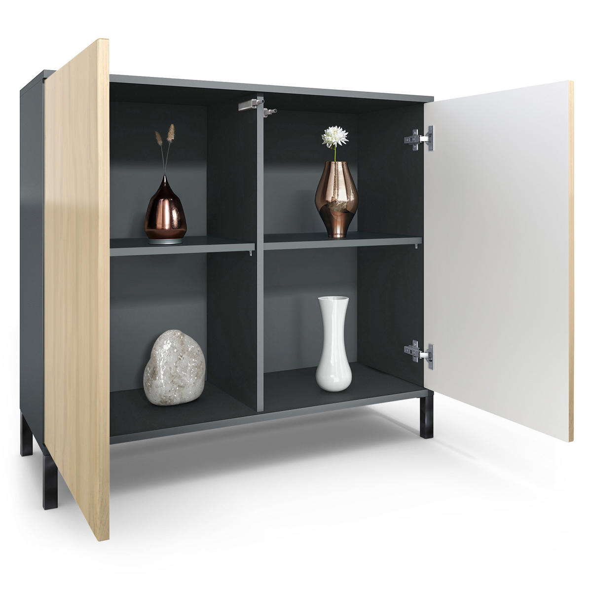 KOMMODE Skadu Bordeaux Hochglanz - Bordeaux, Holzwerkstoff (92.5/83.5/35cm) - Vladon