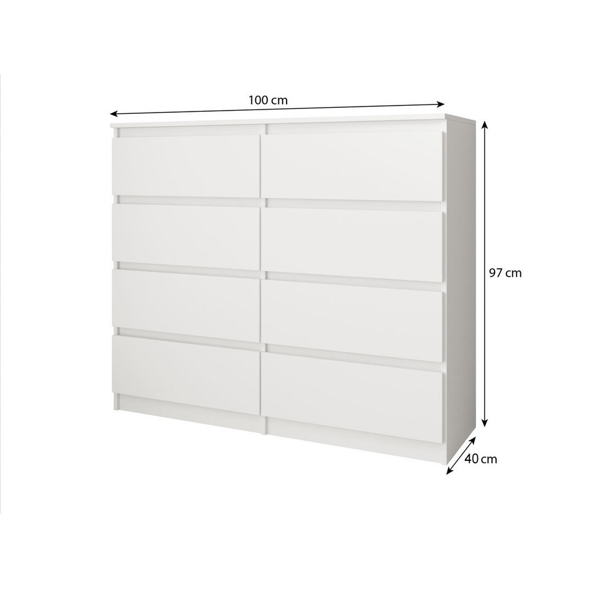 KOMMODE Look 100 cm mit acht Schubladen, eiche Sonoma+weiß - Weiß/Sonoma Eiche, Holzwerkstoff (100/97/40cm) - Beautysofa