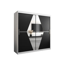 SCHWEBETÜRENSCHRANK 200/200/62 2-türig - Silberfarben/Schwarz, Holz/Kunststoff (200/200/62cm) - Abiks Möbel