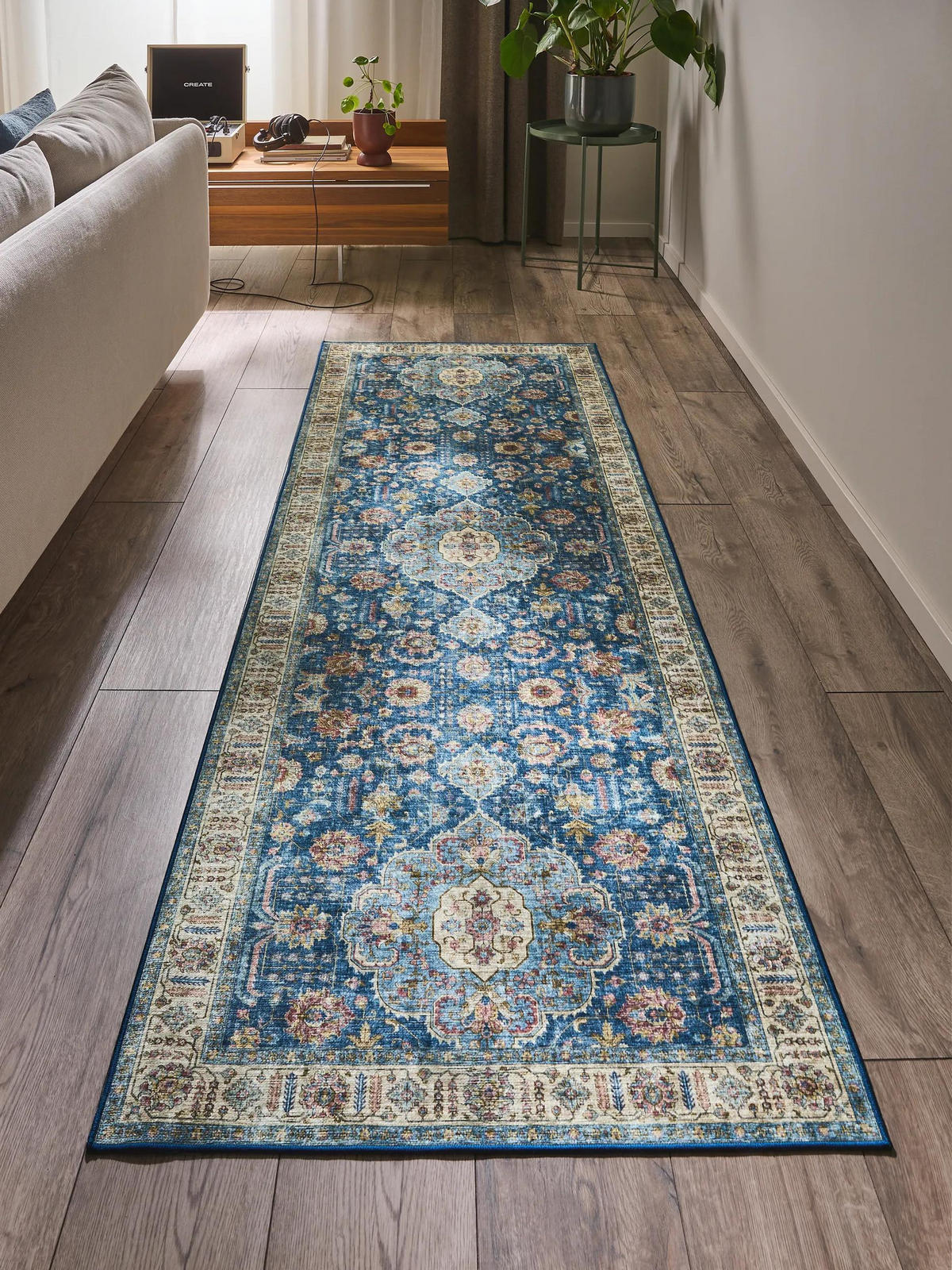 LÄUFER Laury Blau 80x240 cm - Blau, Kunststoff/Textil (80/240cm) - benuta Pop