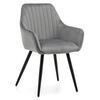STUHL PASSO gepolstert mit Steppung - hellgrau - Samt Velours - Hellgrau/Schwarz, Textil/Metall (58/87/60cm) - NEW HOME