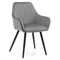 STUHL PASSO gepolstert mit Steppung - hellgrau - Samt Velours - Hellgrau/Schwarz, Textil/Metall (58/87/60cm) - NEW HOME