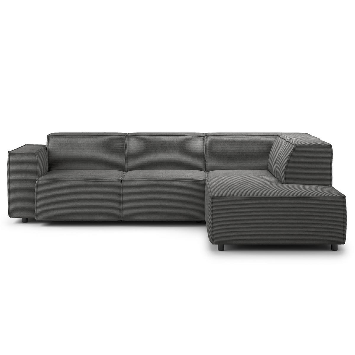 ECKSOFA mit Ottomane - Anthrazit/Schwarz, Kunststoff/Textil (260/234cm) - home24