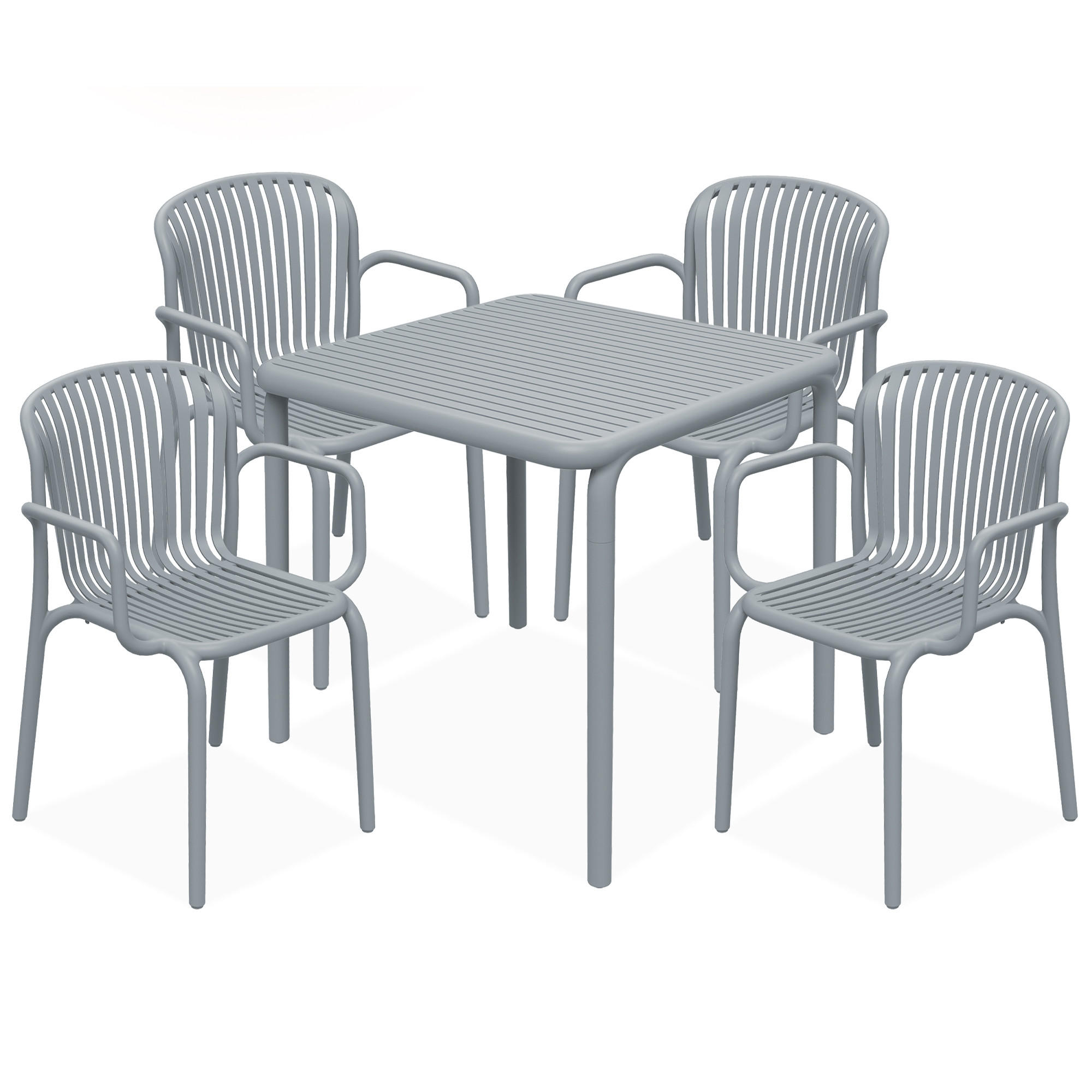 GARTEN ESSGRUPPE FICCARI, Gartenmöbel-Set 5-tlg, Grau - Grau, Kunststoff - KONSIMO®