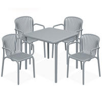 GARTEN ESSGRUPPE FICCARI, Gartenmöbel-Set 5-tlg, Grau - Grau, Kunststoff - KONSIMO®