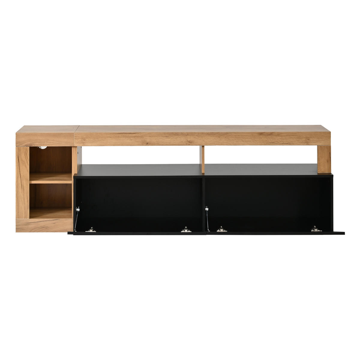 TV-SCHRANK 184/42/58 cm Schwarz mit LED-Kontrollleuchte - Schwarz, Holzwerkstoff (184/58/42cm) - Oxeza