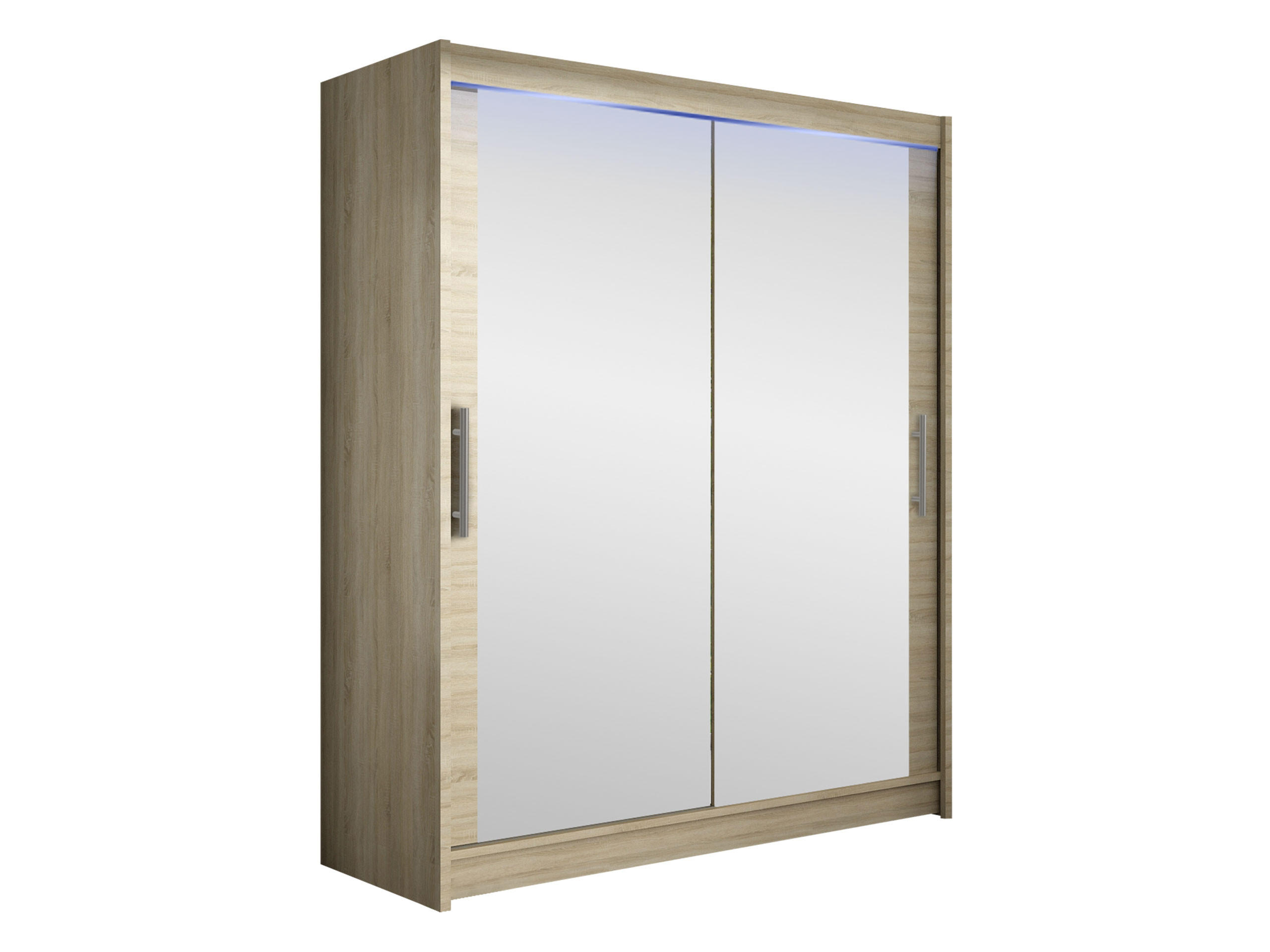 SCHWEBETÜRENSCHRANK Westa XI, mit RGB LED Beleuchtung - Silberfarben/Sonoma Eiche, Holzwerkstoff/Metall (150/200/58cm) - MIRJAN24