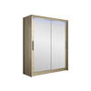SCHWEBETÜRENSCHRANK Westa XI, mit RGB LED Beleuchtung - Silberfarben/Sonoma Eiche, Holzwerkstoff/Metall (150/200/58cm) - MIRJAN24