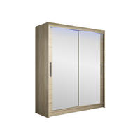 SCHWEBETÜRENSCHRANK Westa XI, mit RGB LED Beleuchtung - Silberfarben/Sonoma Eiche, Holzwerkstoff/Metall (150/200/58cm) - MIRJAN24
