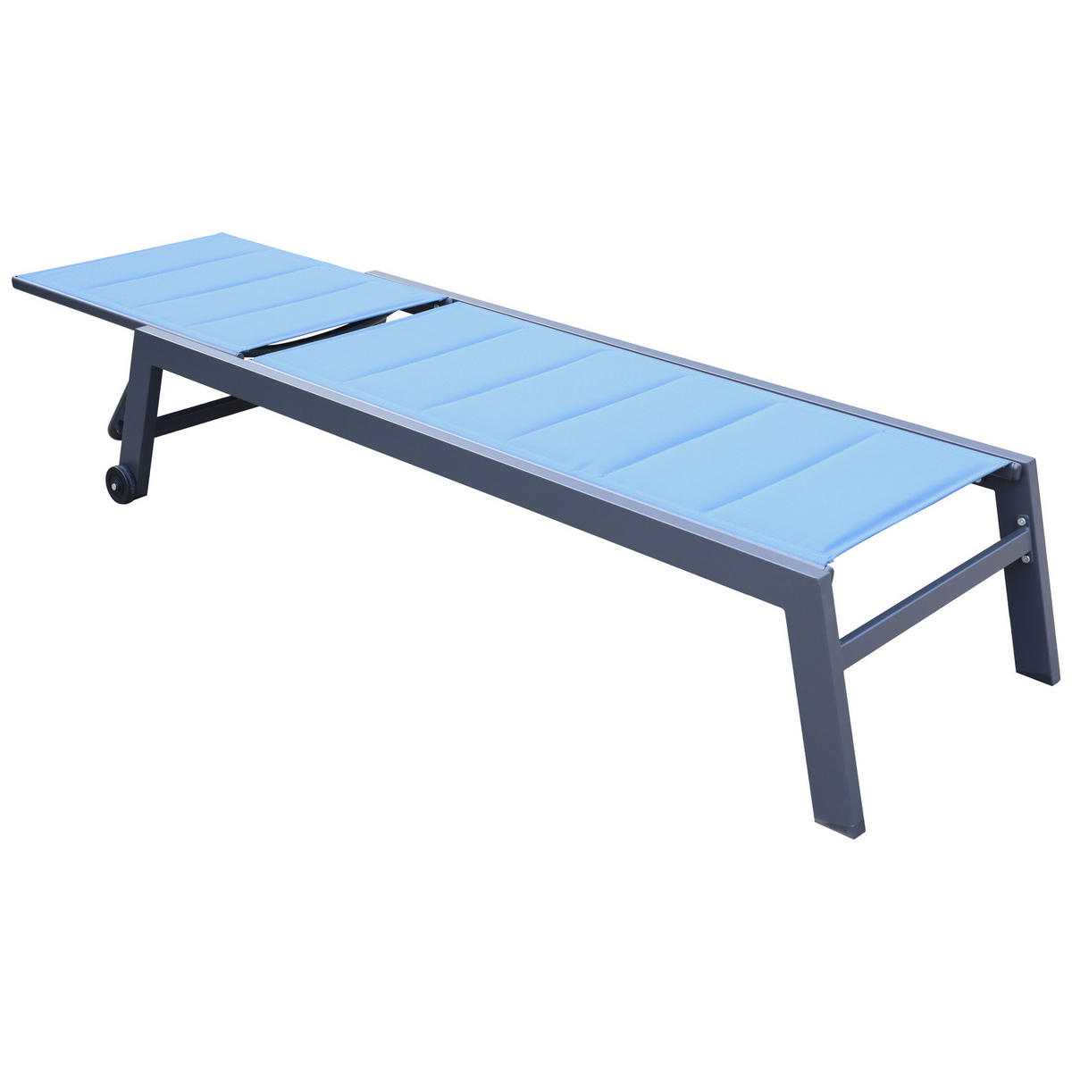 SONNENLIEGE Barbados Blaugrau und Anthrazit - Blau, Kunststoff (61/95/198cm) - Happy Garden