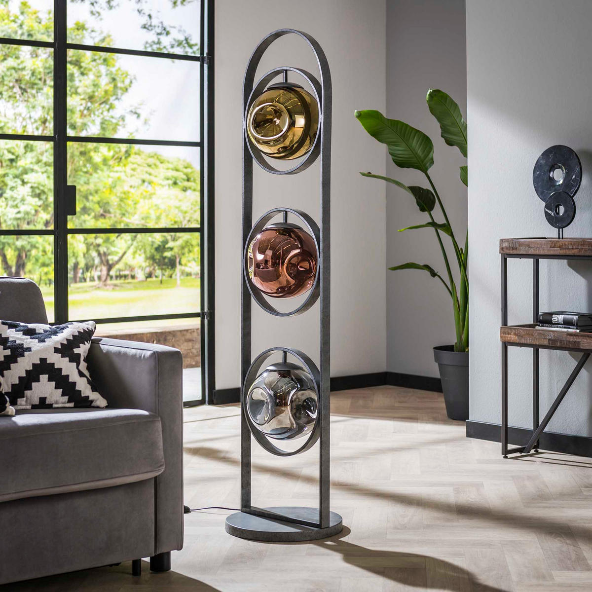 STEHLEUCHTE Stellar Silber 37/37/160 cm - Silberfarben, Metall (37/37/160cm) - Hoyz Collection