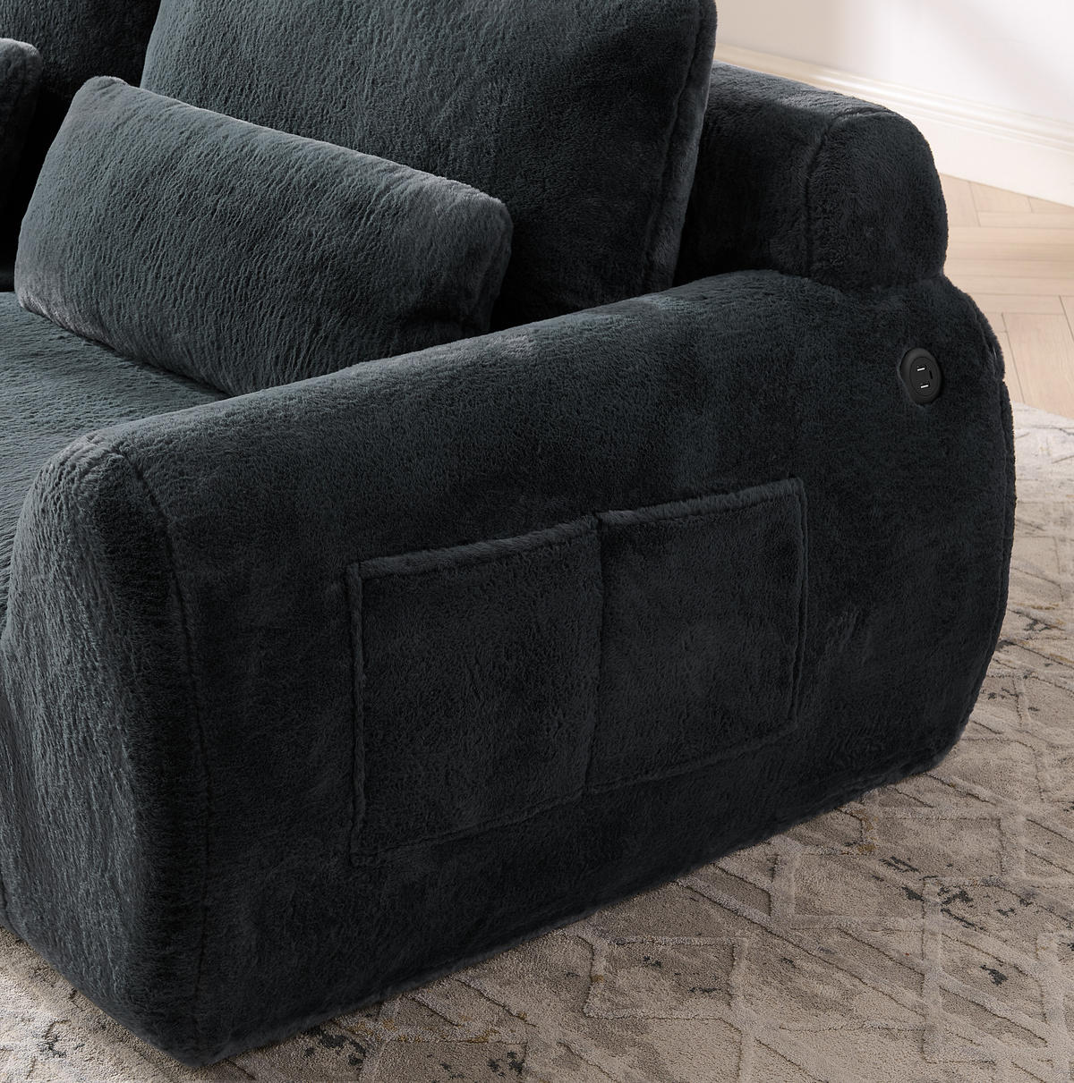 2-SITZER Sofa mit USB-Ladefunktion und Seitentasche Grau - Grau, Kunststoff (208/81/101cm) - Meubliv