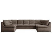WOHNLANDSCHAFT MORBIDO U Braun Velvet - Silberfarben/Braun, Textil/Metall (340/93/206cm) - MKS