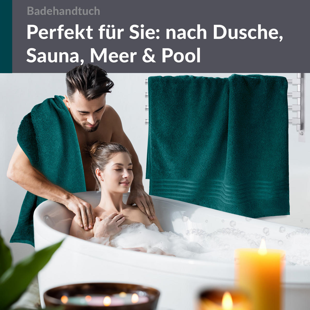 BADETUCH London Opal Grün 2er Set 100x150 - Opal, Textil (100/150cm) - Lashuma
