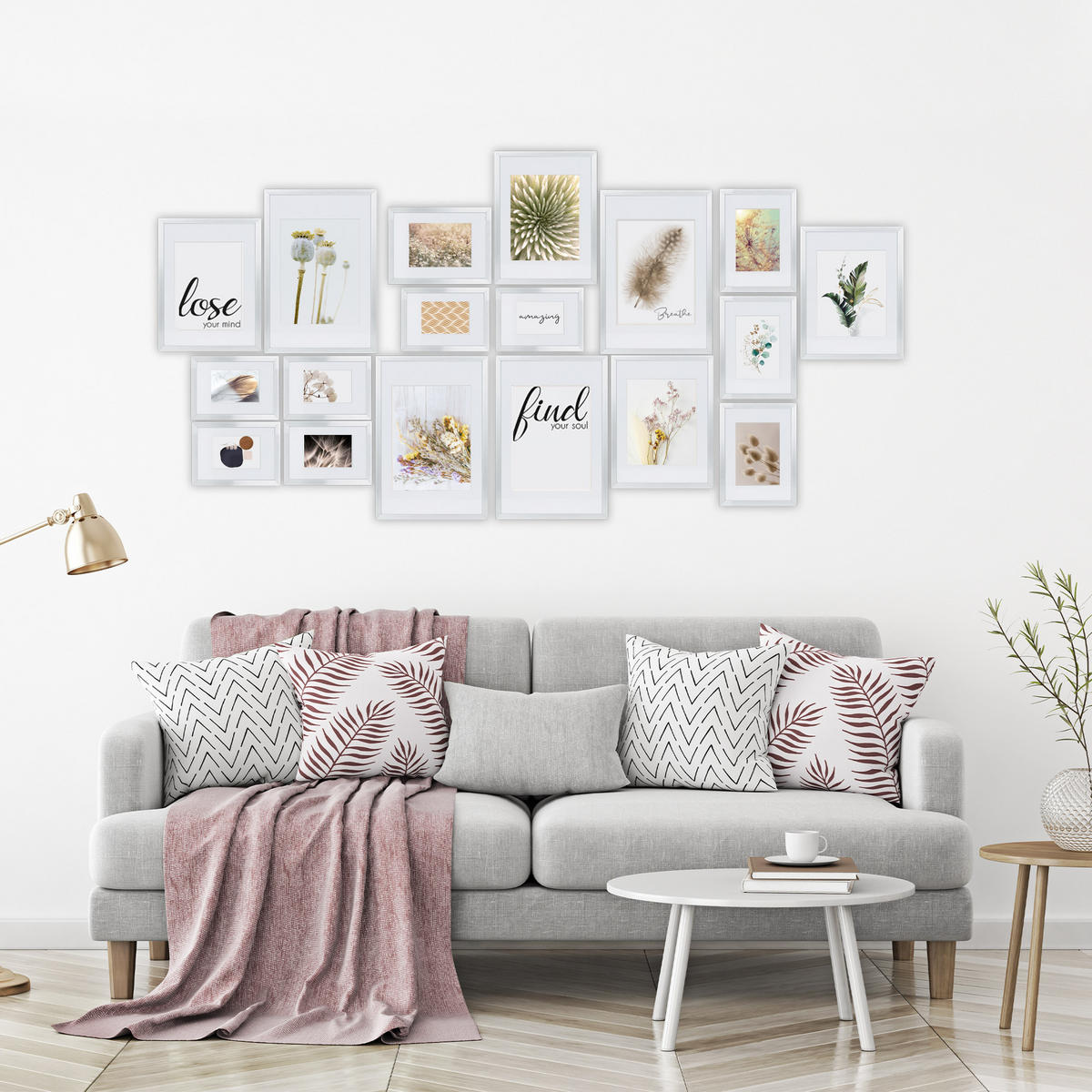 BILDERRAHMEN Velvet Aluminium Silber 18tlg - Silberfarben, Metall (29/26/35cm) - BoMoe