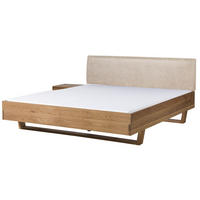 BETT mit Nachttisch Massivholz Eiche 160 x 200 x 86 natur FICHTELBERG #150 - Beige/Naturfarben, Holz (160/200cm) - Massivmoebel24