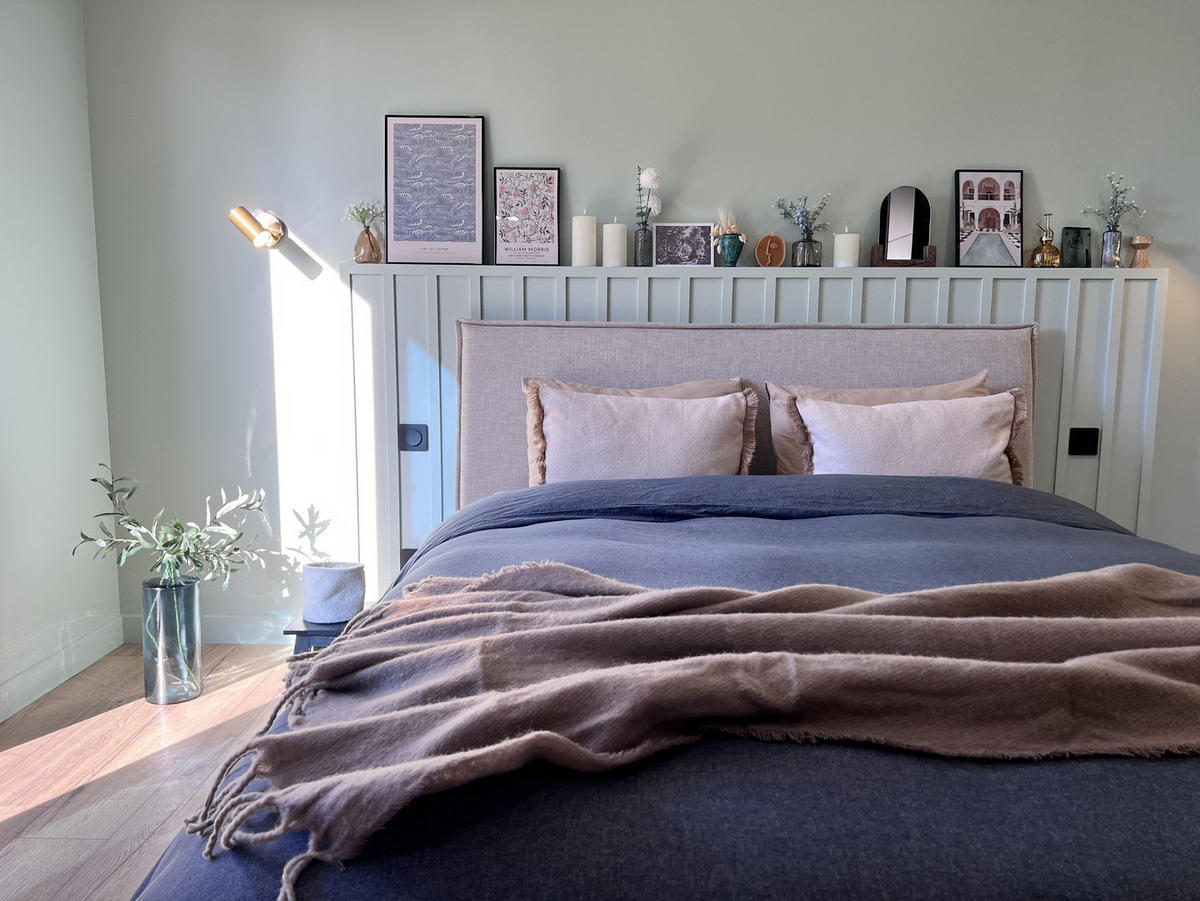 BETT mit Lattenrost 160/200 cm Stoff Beige Sennez - Beige, Textil (160/200cm) - Beliani