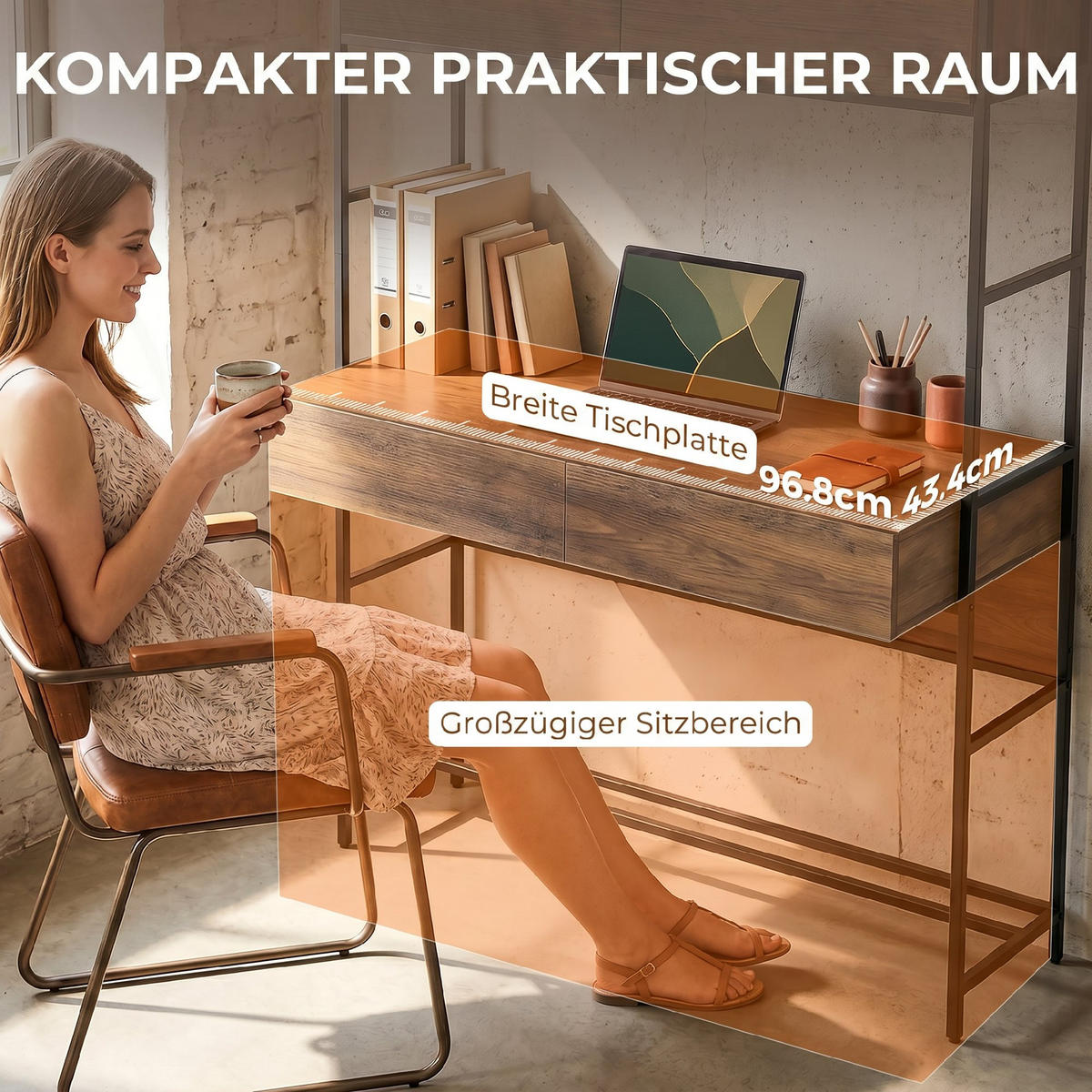 COMPUTERTISCH Spanplatte Braun - Schwarz/Braun, Holzwerkstoff/Metall (100/45/185cm) - HOMCOM