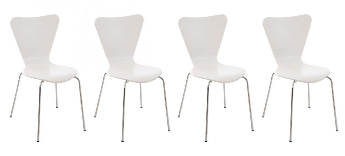 BESUCHERSTUHL 4er Set Holz Weiß - Weiß, Holz/Metall (45/85/49cm) - CLP