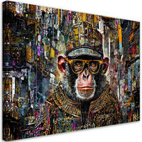 LEINWANDBILD Affe mit bunten Akzenten 100x70cm - Multicolor, Textil (100/70cm) - Feeby