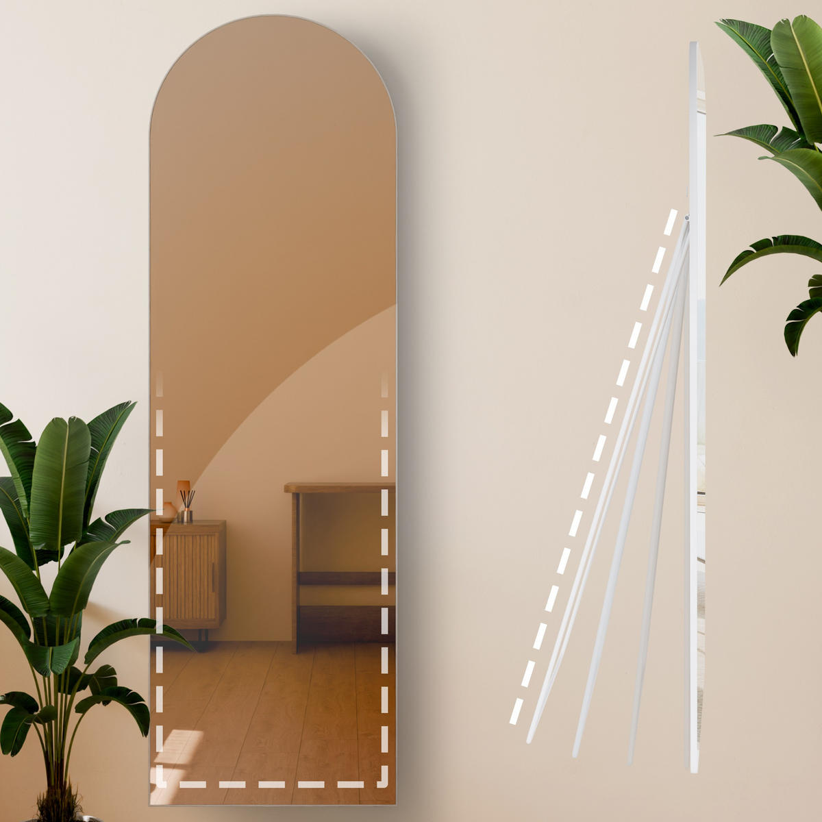 STANDSPIEGEL Malaga Glas Weiß matt Ganzkörperspiegel - Weiß, Glas (50/160/3cm) - DELUKE