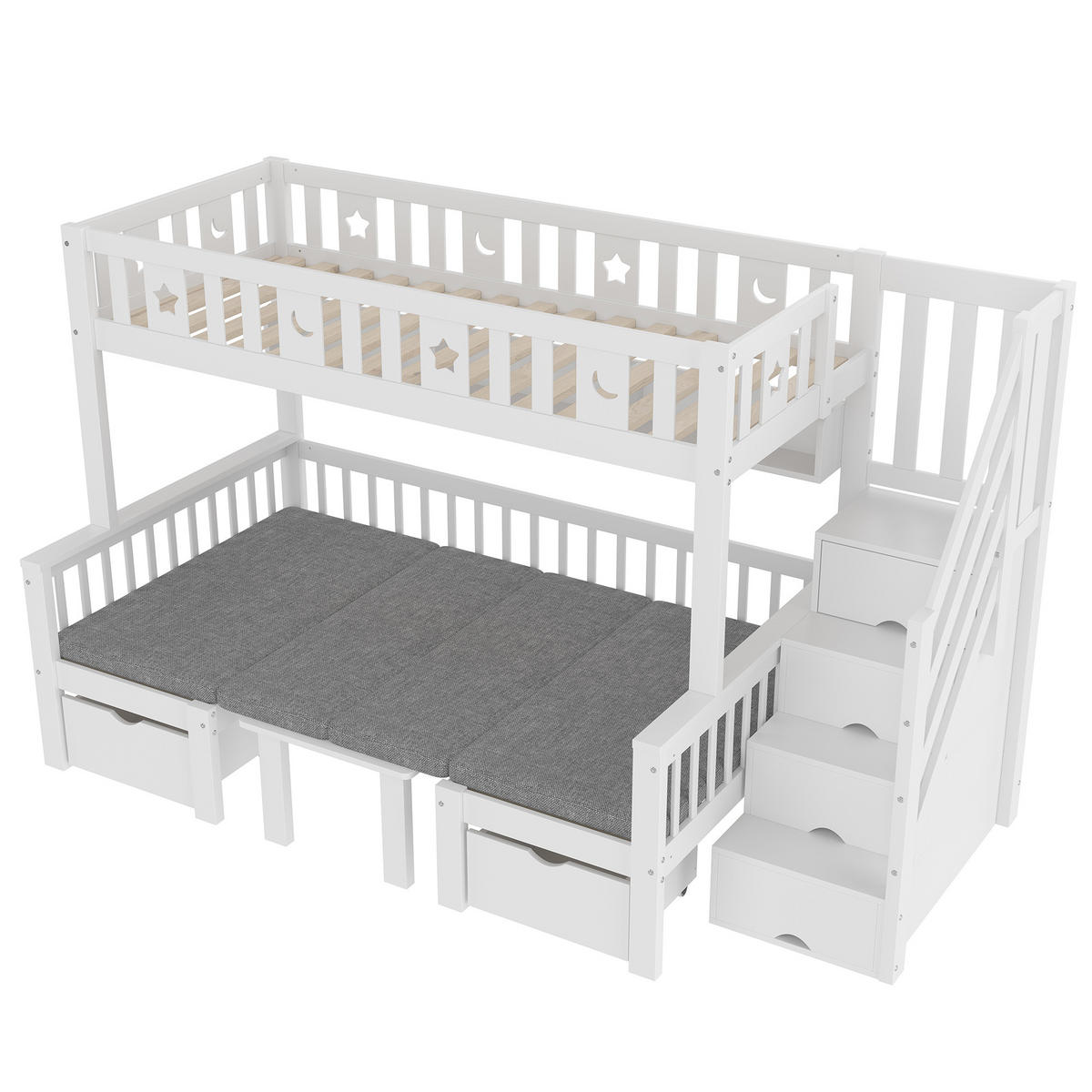 HOCHBETT 2-in-1 mit Schreibtisch 90x200 cm Kiefer Weiß - Weiß, Holz (90/200cm) - Meubliv