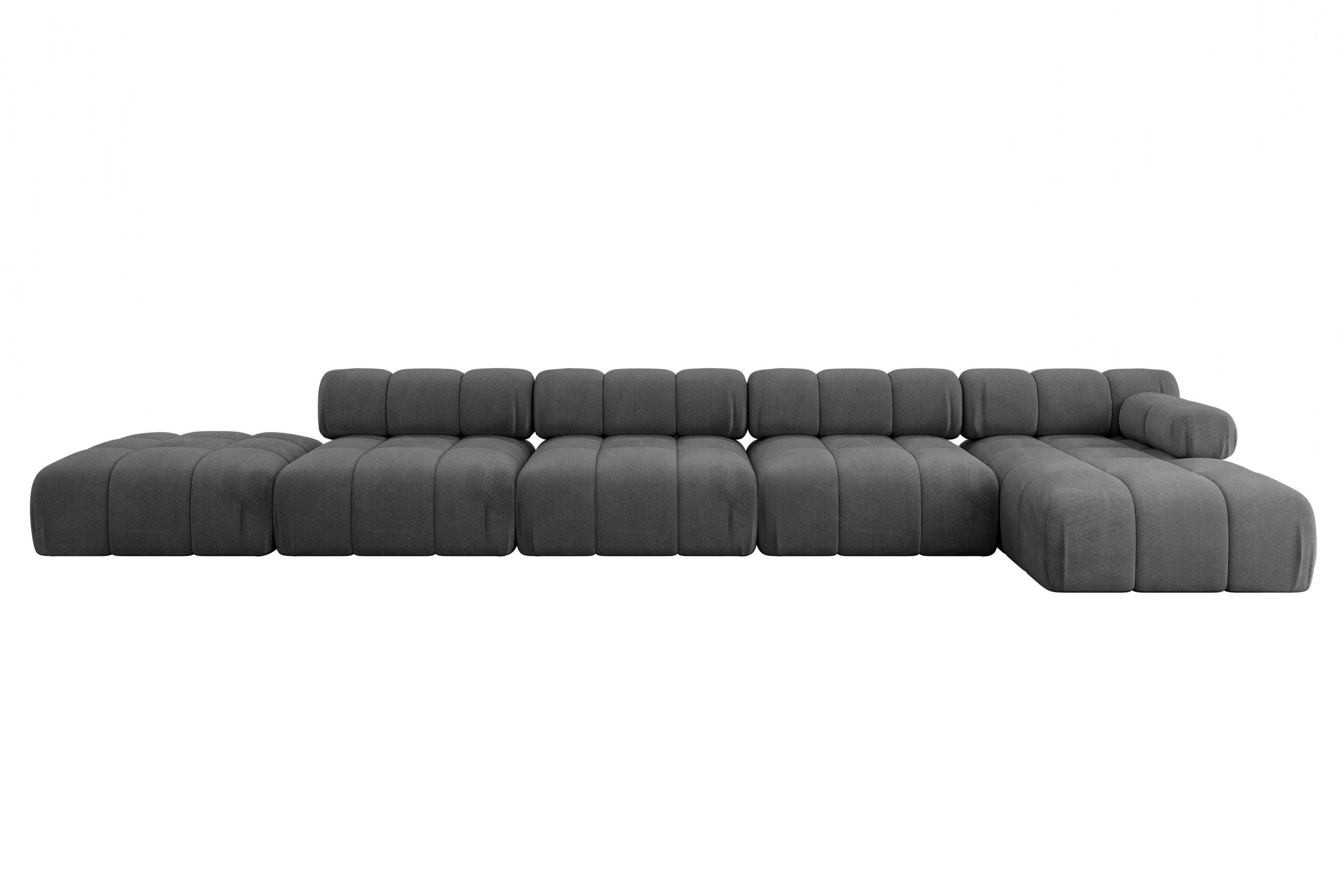 ECKSOFA modulares Sofa Lizur-L3 - 475x160x70 cm Dunkelgrau Velours - Dunkelgrau, Holzwerkstoff/Textil (475/160cm) - ALTDECOR