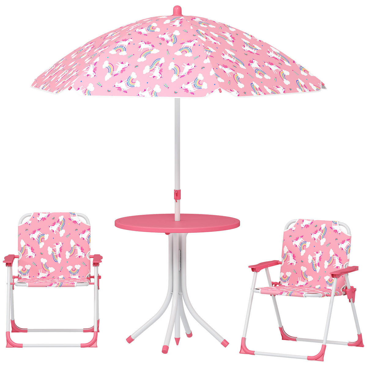 KINDERSITZGRUPPE DE-17560 2 Klappstühle mit Sonnenschirm Rosa - Pink, Kunststoff (49.5/50/49.5cm) - ComfortXL