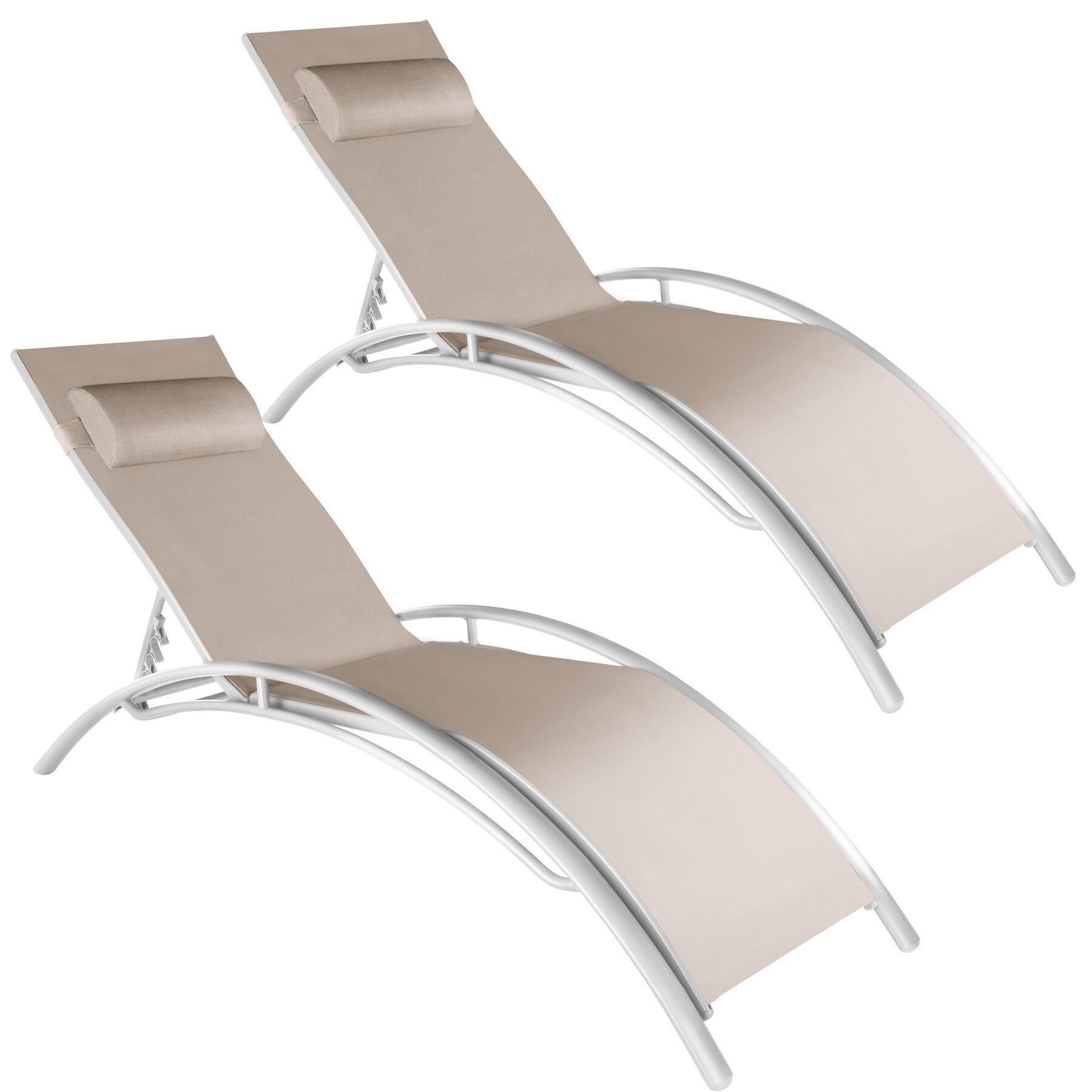GARTENLIEGE 2er Set Alina,180 x 59 x 50 cm,beige - Beige, Kunststoff (59/81.5/180cm) - tectake