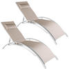 GARTENLIEGE 2er Set Alina,180 x 59 x 50 cm,beige - Beige, Kunststoff (59/81.5/180cm) - tectake